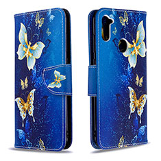 Leather Case Stands Fashionable Pattern Flip Cover Holder B03F for Samsung Galaxy M11 Sky Blue