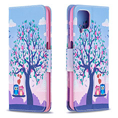 Leather Case Stands Fashionable Pattern Flip Cover Holder B03F for Samsung Galaxy M12 Clove Purple