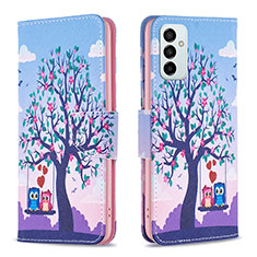 Leather Case Stands Fashionable Pattern Flip Cover Holder B03F for Samsung Galaxy M23 5G Clove Purple
