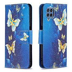 Leather Case Stands Fashionable Pattern Flip Cover Holder B03F for Samsung Galaxy M32 4G Sky Blue