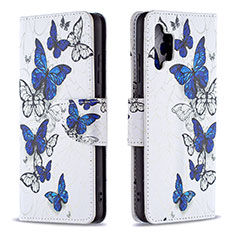Leather Case Stands Fashionable Pattern Flip Cover Holder B03F for Samsung Galaxy M32 5G Blue