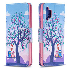 Leather Case Stands Fashionable Pattern Flip Cover Holder B03F for Samsung Galaxy M32 5G Clove Purple