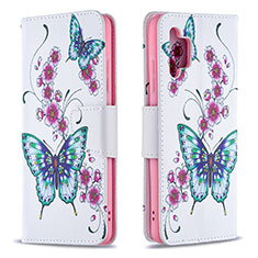 Leather Case Stands Fashionable Pattern Flip Cover Holder B03F for Samsung Galaxy M32 5G Colorful