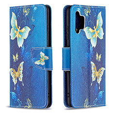 Leather Case Stands Fashionable Pattern Flip Cover Holder B03F for Samsung Galaxy M32 5G Sky Blue