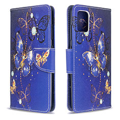 Leather Case Stands Fashionable Pattern Flip Cover Holder B03F for Samsung Galaxy M40S Navy Blue