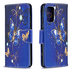 Leather Case Stands Fashionable Pattern Flip Cover Holder B03F for Samsung Galaxy Note 20 5G Navy Blue