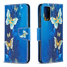 Leather Case Stands Fashionable Pattern Flip Cover Holder B03F for Samsung Galaxy Note 20 5G Sky Blue