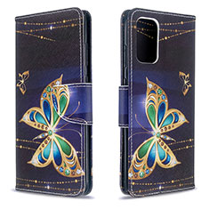 Leather Case Stands Fashionable Pattern Flip Cover Holder B03F for Samsung Galaxy S20 5G Black