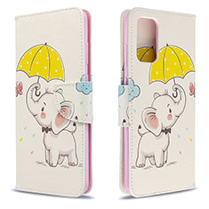 Leather Case Stands Fashionable Pattern Flip Cover Holder B03F for Samsung Galaxy S20 5G Yellow