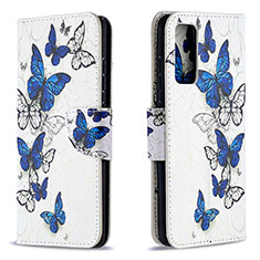 Leather Case Stands Fashionable Pattern Flip Cover Holder B03F for Samsung Galaxy S20 FE (2022) 5G Blue