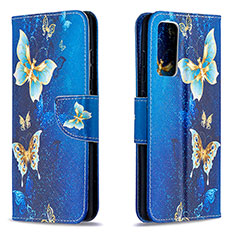 Leather Case Stands Fashionable Pattern Flip Cover Holder B03F for Samsung Galaxy S20 FE (2022) 5G Sky Blue