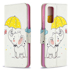 Leather Case Stands Fashionable Pattern Flip Cover Holder B03F for Samsung Galaxy S20 FE 4G Yellow