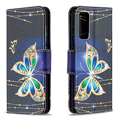 Leather Case Stands Fashionable Pattern Flip Cover Holder B03F for Samsung Galaxy S20 FE 5G Black