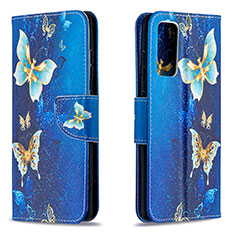 Leather Case Stands Fashionable Pattern Flip Cover Holder B03F for Samsung Galaxy S20 FE 5G Sky Blue