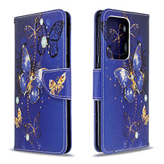 Leather Case Stands Fashionable Pattern Flip Cover Holder B03F for Samsung Galaxy S20 Plus 5G Navy Blue
