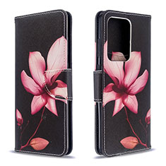 Leather Case Stands Fashionable Pattern Flip Cover Holder B03F for Samsung Galaxy S20 Plus 5G Red
