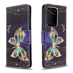 Leather Case Stands Fashionable Pattern Flip Cover Holder B03F for Samsung Galaxy S20 Plus Black