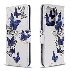 Leather Case Stands Fashionable Pattern Flip Cover Holder B03F for Samsung Galaxy S20 Plus Blue