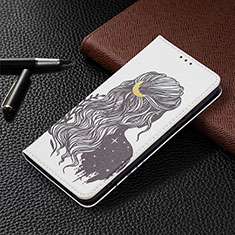Leather Case Stands Fashionable Pattern Flip Cover Holder B03F for Samsung Galaxy S21 5G Dark Gray