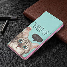 Leather Case Stands Fashionable Pattern Flip Cover Holder B03F for Samsung Galaxy S21 Ultra 5G Green