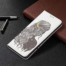 Leather Case Stands Fashionable Pattern Flip Cover Holder B03F for Samsung Galaxy S22 Ultra 5G Gray