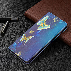 Leather Case Stands Fashionable Pattern Flip Cover Holder B03F for Samsung Galaxy S23 Ultra 5G Navy Blue