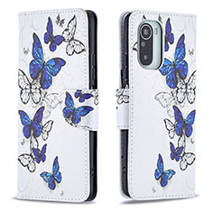 Leather Case Stands Fashionable Pattern Flip Cover Holder B03F for Xiaomi Mi 11X 5G Blue