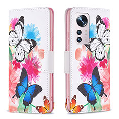 Leather Case Stands Fashionable Pattern Flip Cover Holder B03F for Xiaomi Mi 12 5G Colorful