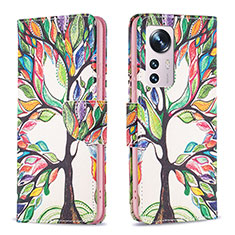 Leather Case Stands Fashionable Pattern Flip Cover Holder B03F for Xiaomi Mi 12S Pro 5G Green