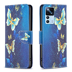 Leather Case Stands Fashionable Pattern Flip Cover Holder B03F for Xiaomi Mi 12T 5G Sky Blue