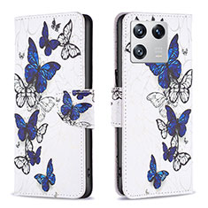 Leather Case Stands Fashionable Pattern Flip Cover Holder B03F for Xiaomi Mi 13 5G Blue