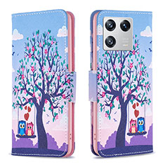 Leather Case Stands Fashionable Pattern Flip Cover Holder B03F for Xiaomi Mi 13 Pro 5G Clove Purple