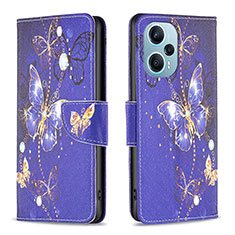Leather Case Stands Fashionable Pattern Flip Cover Holder B03F for Xiaomi Poco F5 5G Blue