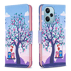 Leather Case Stands Fashionable Pattern Flip Cover Holder B03F for Xiaomi Poco F5 5G Clove Purple