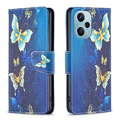 Leather Case Stands Fashionable Pattern Flip Cover Holder B03F for Xiaomi Poco F5 5G Sky Blue