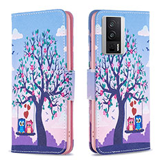 Leather Case Stands Fashionable Pattern Flip Cover Holder B03F for Xiaomi Poco F5 Pro 5G Clove Purple