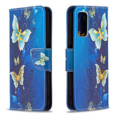 Leather Case Stands Fashionable Pattern Flip Cover Holder B03F for Xiaomi Poco M3 Sky Blue