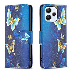 Leather Case Stands Fashionable Pattern Flip Cover Holder B03F for Xiaomi Redmi 12 4G Sky Blue