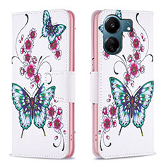 Leather Case Stands Fashionable Pattern Flip Cover Holder B03F for Xiaomi Redmi 13C Colorful