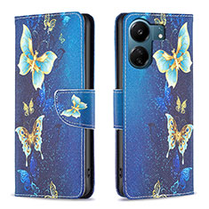 Leather Case Stands Fashionable Pattern Flip Cover Holder B03F for Xiaomi Redmi 13C Sky Blue