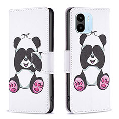 Leather Case Stands Fashionable Pattern Flip Cover Holder B03F for Xiaomi Redmi A2 Plus White