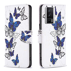 Leather Case Stands Fashionable Pattern Flip Cover Holder B03F for Xiaomi Redmi K60 5G Blue