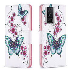 Leather Case Stands Fashionable Pattern Flip Cover Holder B03F for Xiaomi Redmi K60 5G Colorful