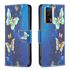 Leather Case Stands Fashionable Pattern Flip Cover Holder B03F for Xiaomi Redmi K60 5G Sky Blue
