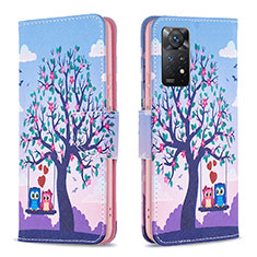 Leather Case Stands Fashionable Pattern Flip Cover Holder B03F for Xiaomi Redmi Note 11 Pro 4G Clove Purple