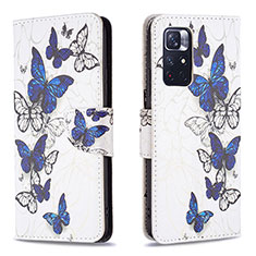 Leather Case Stands Fashionable Pattern Flip Cover Holder B03F for Xiaomi Redmi Note 11S 5G Blue