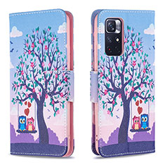 Leather Case Stands Fashionable Pattern Flip Cover Holder B03F for Xiaomi Redmi Note 11S 5G Clove Purple