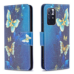 Leather Case Stands Fashionable Pattern Flip Cover Holder B03F for Xiaomi Redmi Note 11S 5G Sky Blue