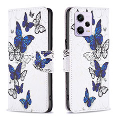Leather Case Stands Fashionable Pattern Flip Cover Holder B03F for Xiaomi Redmi Note 12 Pro 5G Blue