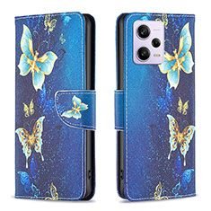 Leather Case Stands Fashionable Pattern Flip Cover Holder B03F for Xiaomi Redmi Note 12 Pro 5G Sky Blue